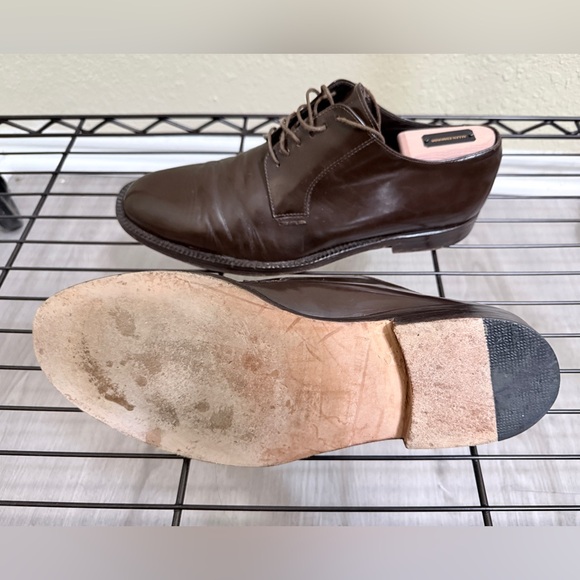 Giorgio Armani Rich Brown Leather Derbys - Picture 4 of 5